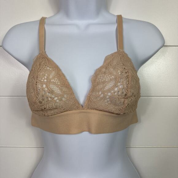 Lively Wireless Lace Bralette Bra Beige sz M - Picture 1 of 5